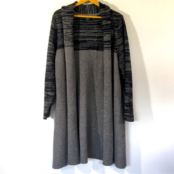 Tahari Cozy Soft Shawl Collar Wool & Yak Open Front Long Line Cardigan - Picture 1 of 5